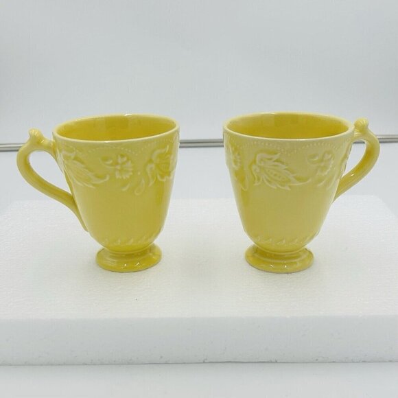 (2) J. Willfred Sadek VERA BRADLEY MY HOME Yellow 4.5" Mugs Portugal - Picture 1 of 9